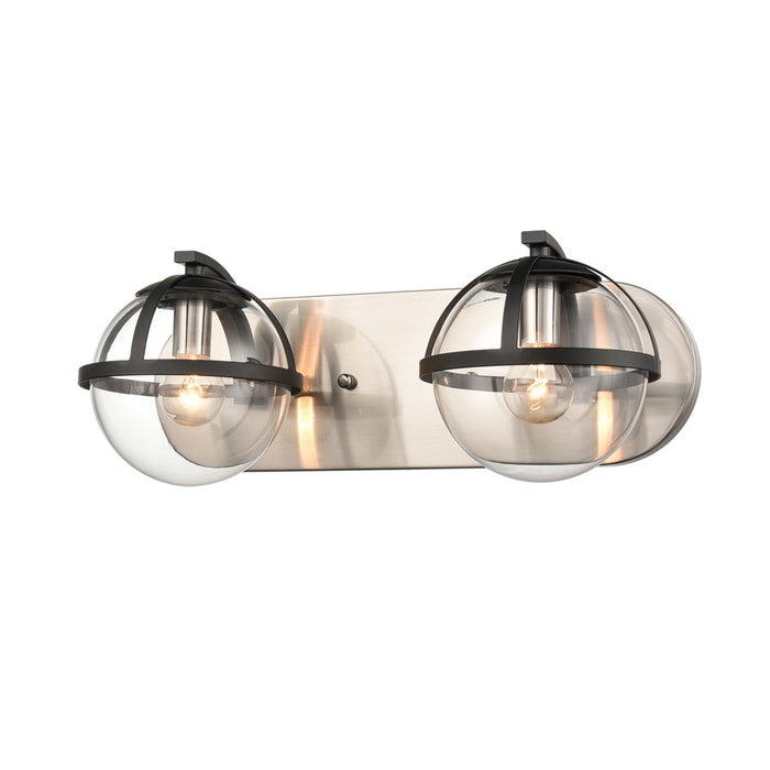 Atlas Lighting Davenay 16''W 2Lt Vanity Light, Satin Nickel/Clear
