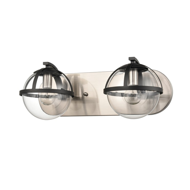 Atlas Lighting Davenay 16''W 2Lt Vanity Light, Satin Nickel/Clear