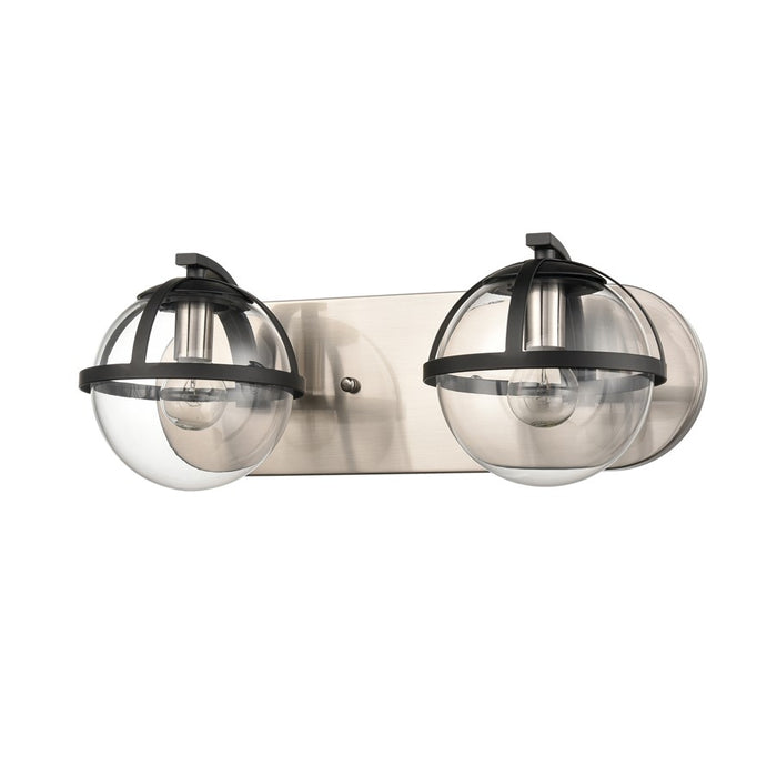 Atlas Lighting Davenay 16''W 2Lt Vanity Light, Satin Nickel/Clear