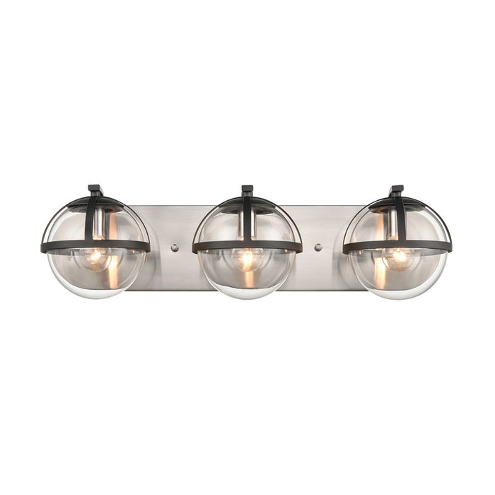 Atlas Lighting Davenay 23''W 3Lt Vanity Light, Satin Nickel/Clear