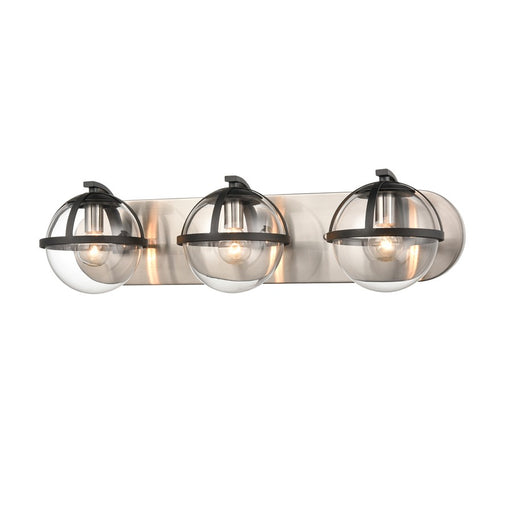 Atlas Lighting Davenay 23''W 3Lt Vanity Light, Satin Nickel/Clear