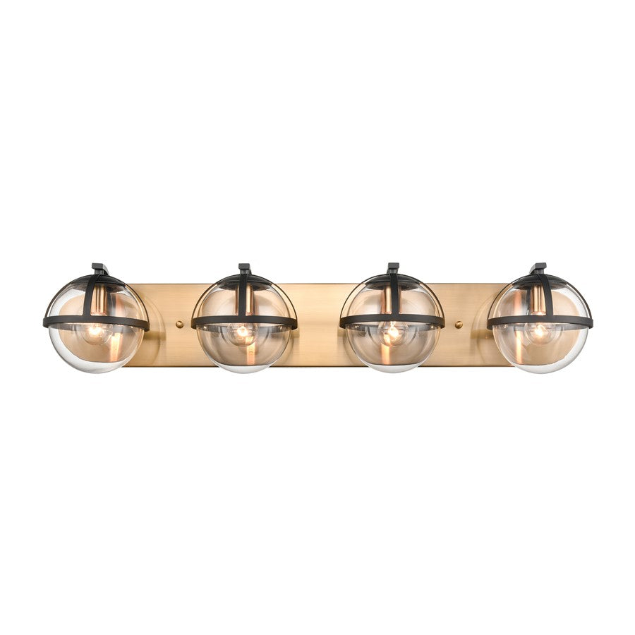 Atlas Lighting Davenay 31''W 4Lt Vanity Light, Satin Brass/Clear