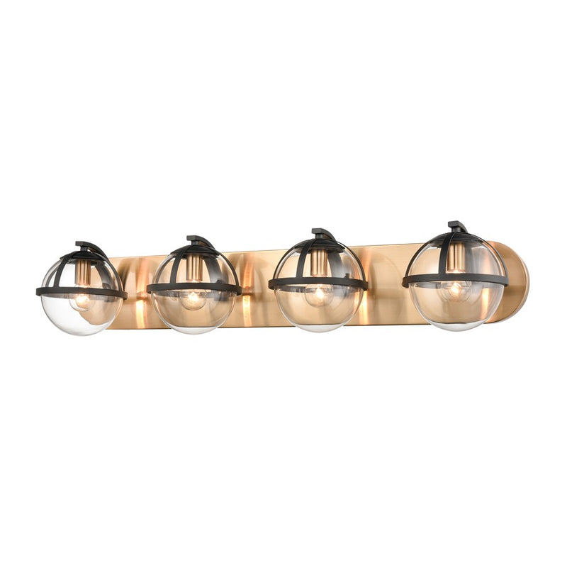 Atlas Lighting Davenay 31''W 4Lt Vanity Light, Satin Brass/Clear