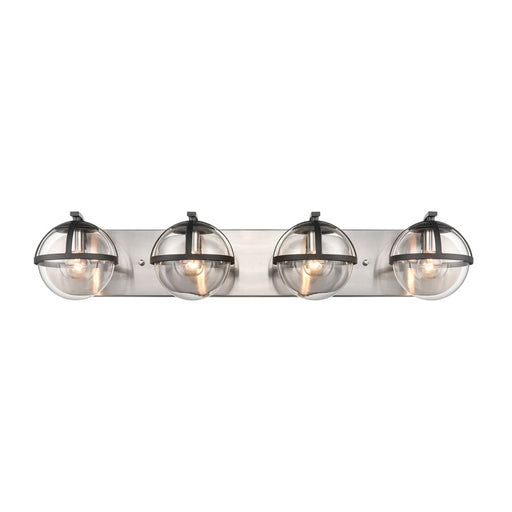 Atlas Lighting Davenay 31''W 4Lt Vanity Light, Satin Nickel/Clear