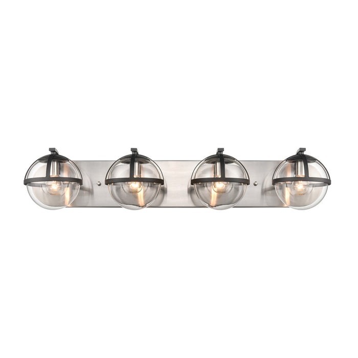 Atlas Lighting Davenay 31''W 4Lt Vanity Light, Satin Nickel/Clear
