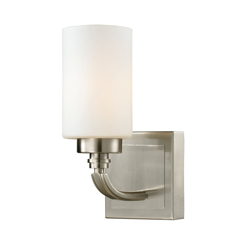 Atlas Lighting Dawson 10'' High 1Lt Sconce, Brushed Nickel/White