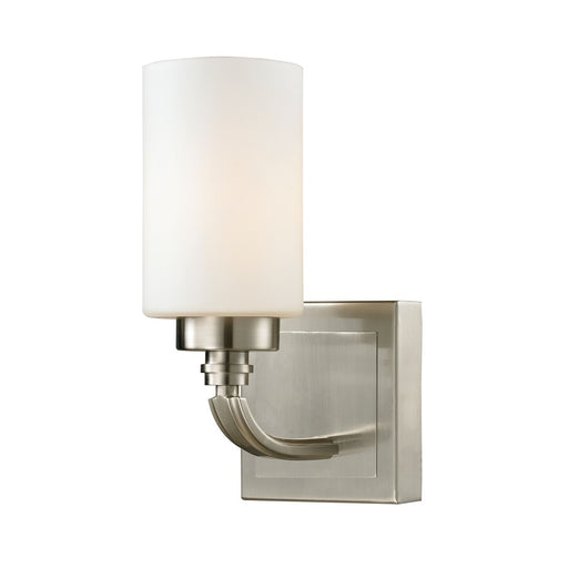 Atlas Lighting Dawson 10'' High 1Lt Sconce, Brushed Nickel/White
