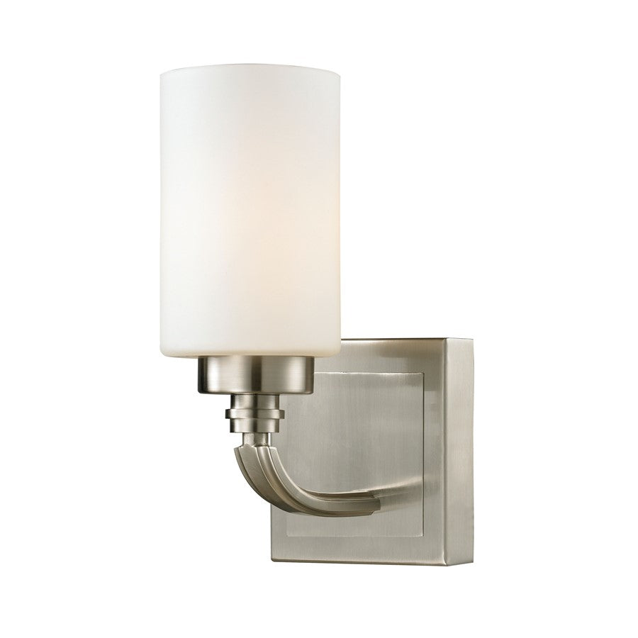 Atlas Lighting Dawson 10'' High 1Lt Sconce, Brushed Nickel/White