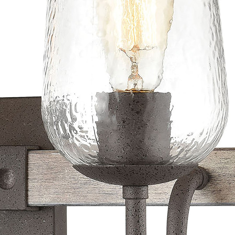 Atlas Lighting Dillon 22''W 3Lt Vanity Light, Vintage Rust/Clear