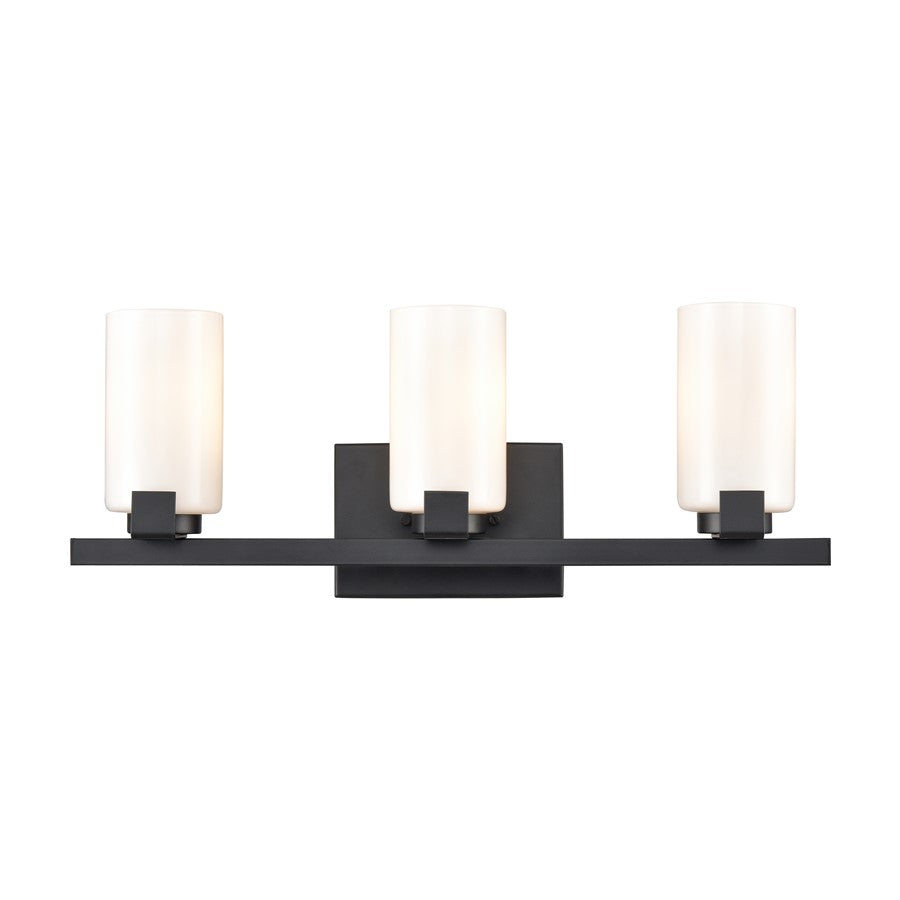 Atlas Lighting Dressler 22''W 3Lt Vanity Light, Matte Black/White
