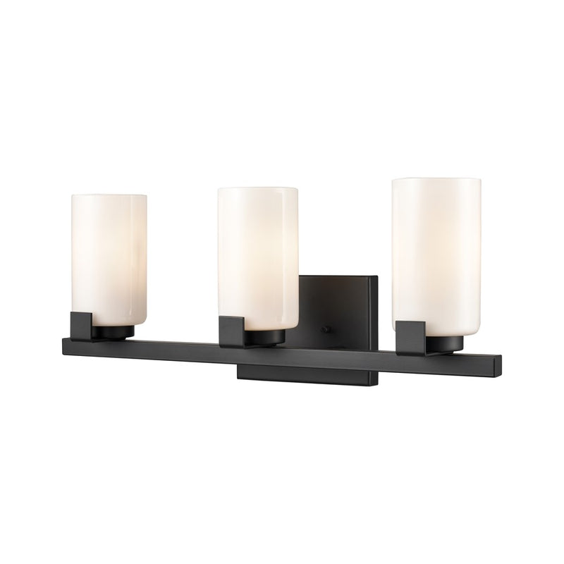 Atlas Lighting Dressler 22''W 3Lt Vanity Light, Matte Black/White