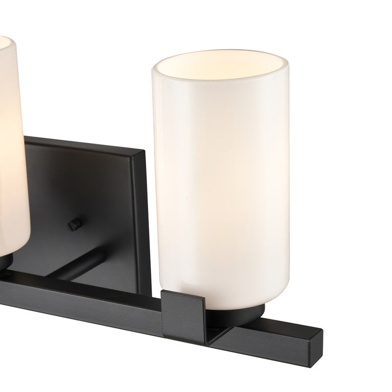Atlas Lighting Dressler 22in 3-Light Vanity Light | Transitional Matte Black and White Opal Glass | Bathroom Vanity | Model WL11282-BK