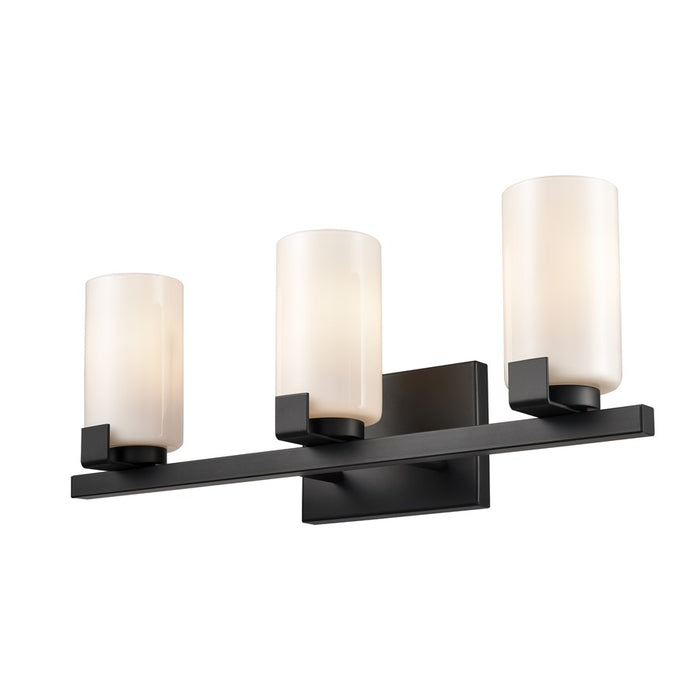 Atlas Lighting Dressler 22''W 3Lt Vanity Light, Matte Black/White
