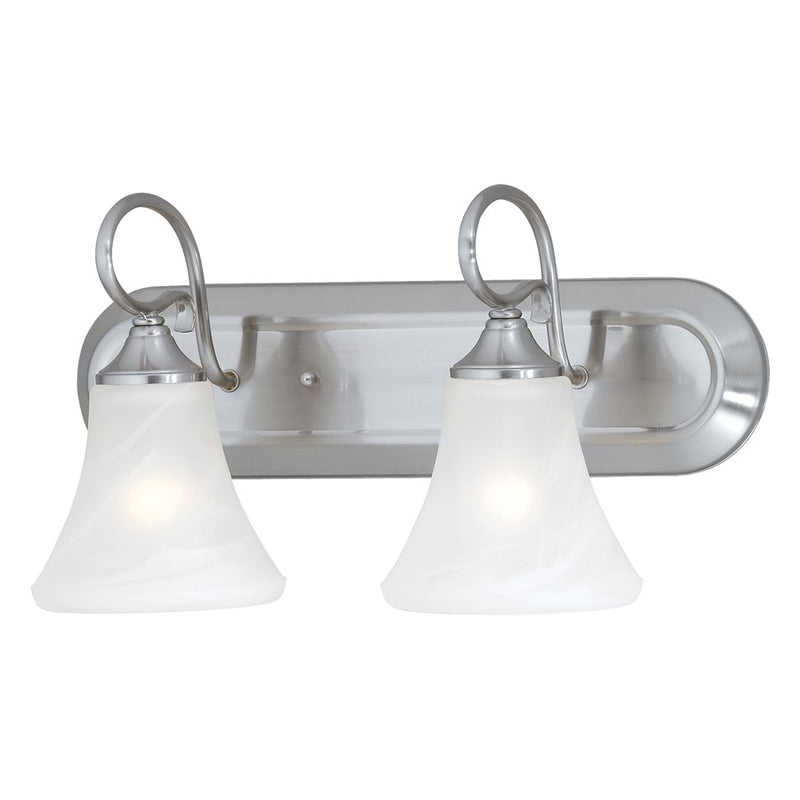 Atlas Lighting Elipse 18in 2-Light Vanity Light | Traditional Brushed Nickel and White Frosted Glass | Bathroom Vanity | Model WL11283-NK