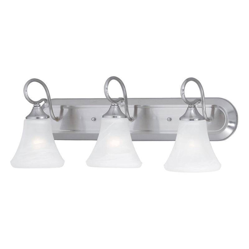 Atlas Lighting Elipse 24in 3-Light Vanity Light | Traditional Brushed Nickel and White Frosted Glass | Bathroom Vanity | Model WL11284-NK