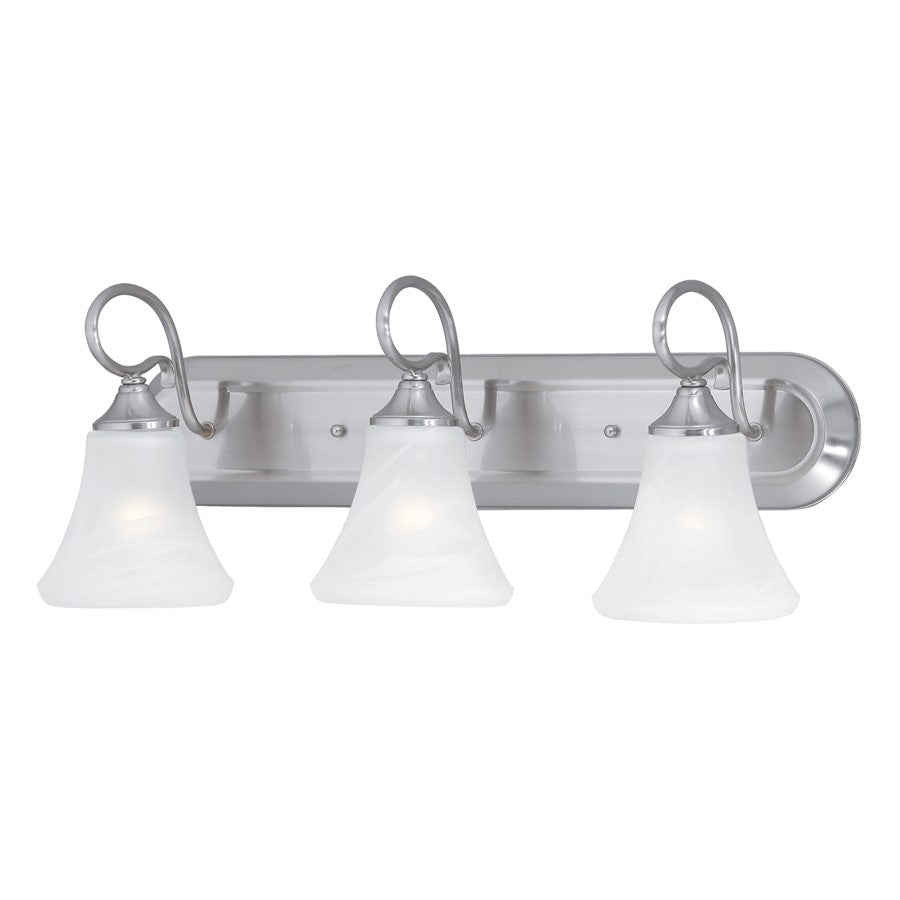 Atlas Lighting Elipse 24'' Wide 3Lt Vanity Light, Nickel/White