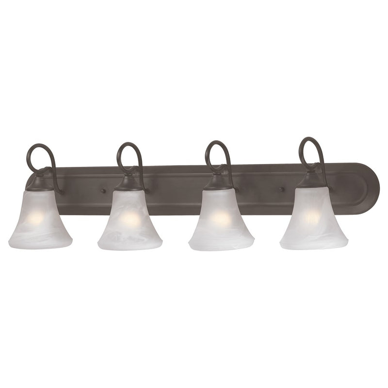 Atlas Lighting Elipse 36in 4-Light Vanity Light | Traditional Painted Bronze and White Frosted Glass | Bathroom Vanity | Model WL11285-BZ