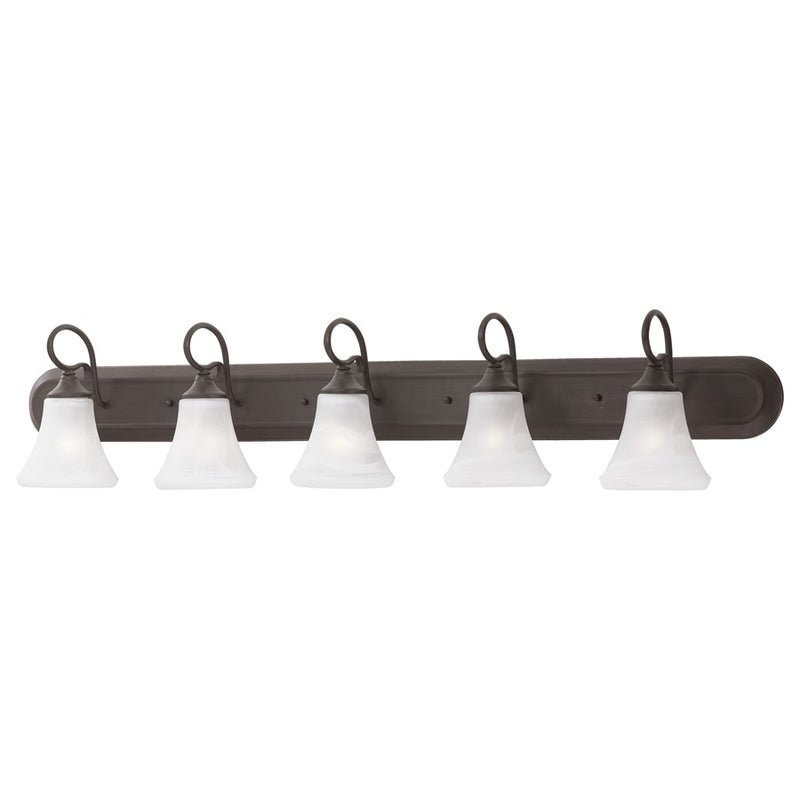 Atlas Lighting Elipse 48in 5-Light Vanity Light | Traditional Painted Bronze and White Frosted Glass | Bathroom Vanity | Model WL11286-BZ