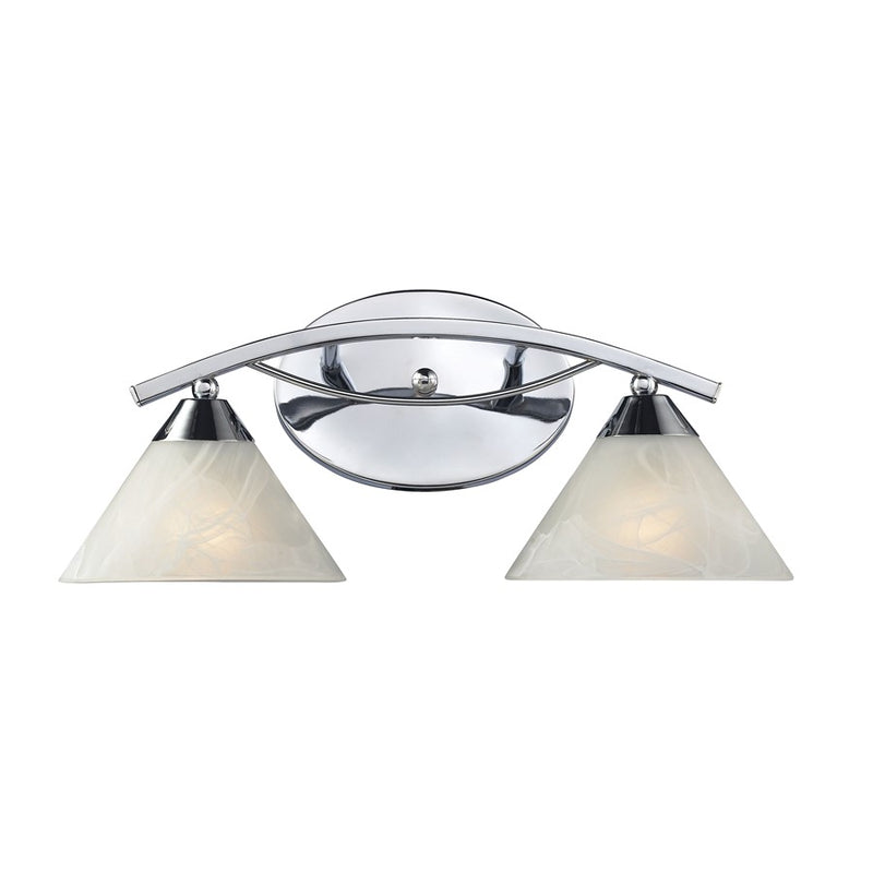 Atlas Lighting Elysburg 18in 2-Light Vanity Light | Transitional Polished Chrome and White Glass | Bathroom Vanity | 18 x 9 x 8 in | Model WL11288-CH