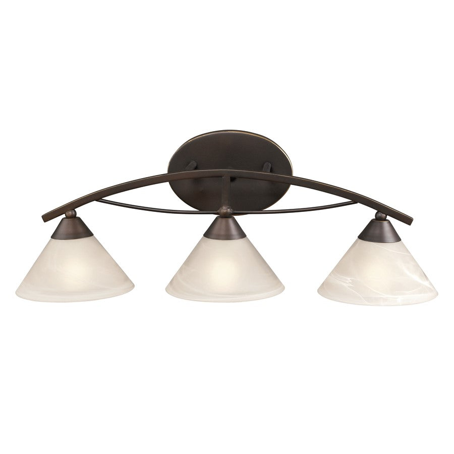 Atlas Lighting Elysburg 25'' Wide 3Lt Vanity Light, Bronze/White - WL11289-BZ