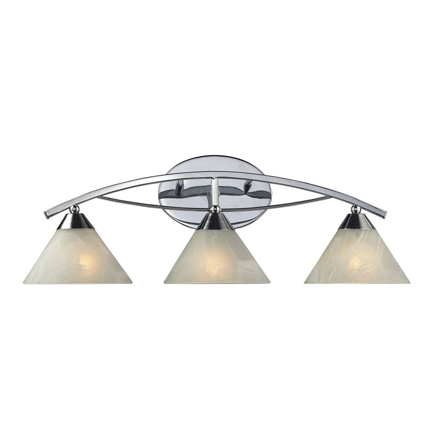 Atlas Lighting Elysburg 25'' Wide 3Lt Vanity Light, Chrome/White