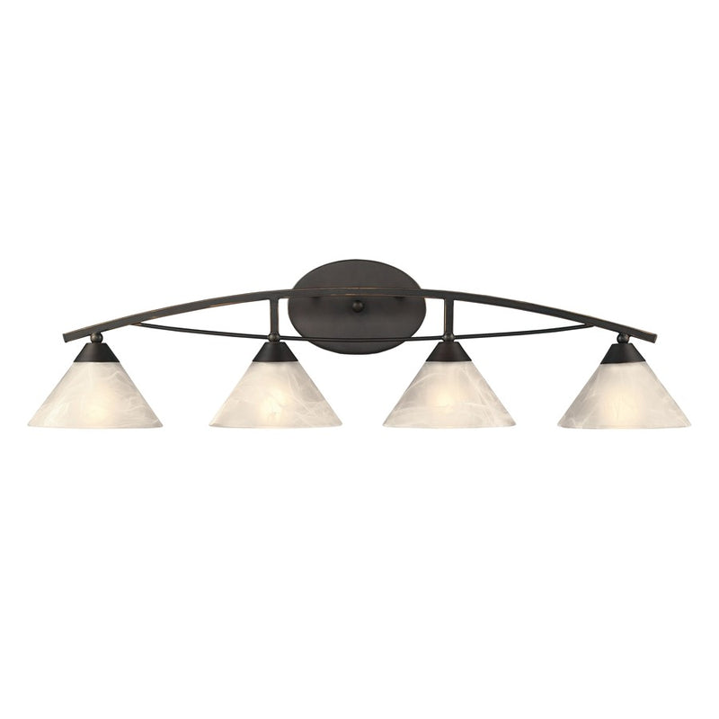 Atlas Lighting Elysburg 36in 4-Light Vanity Light | Transitional Oil Rubbed Bronze and White Glass | Bathroom Vanity | Model WL11290-BZ