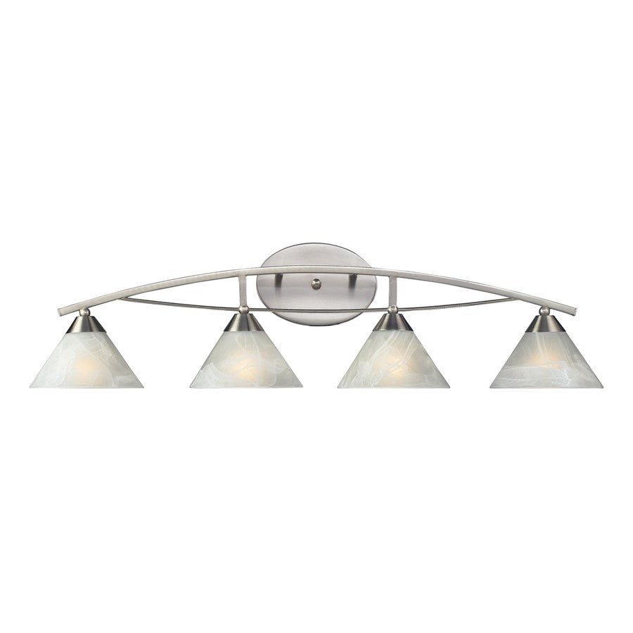 Atlas Lighting Elysburg 36'' Wide 4Lt Vanity Light, Nickel/White