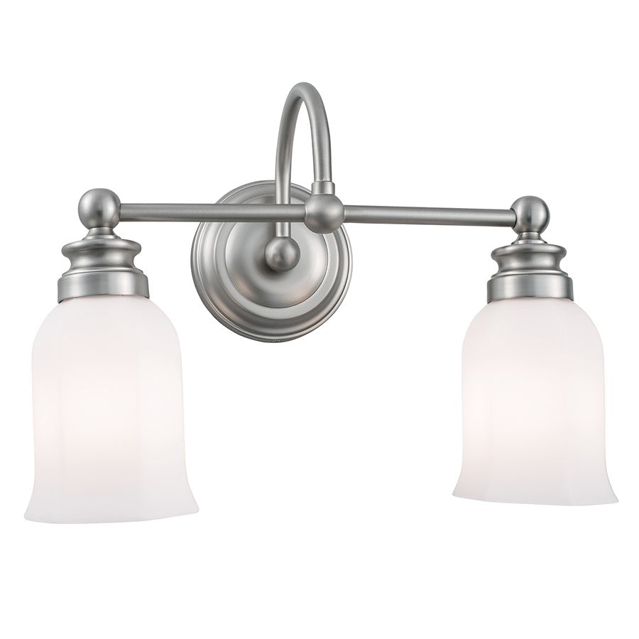 Atlas Lighting Emily 11.5'' Wide 2Lt Vanity Light, Nickel/White