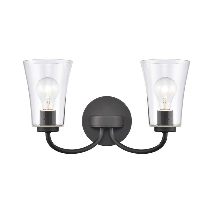 Atlas Lighting Emily 17'' Wide 2Lt Vanity Light, Matte Black/Clear