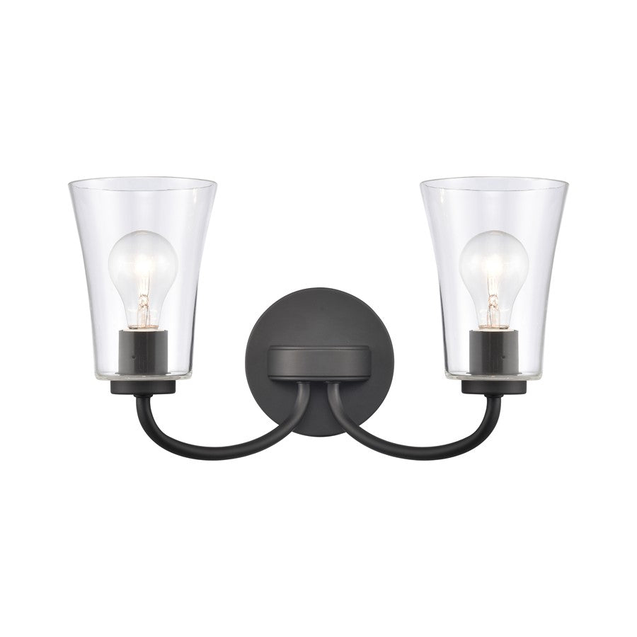 Atlas Lighting Emily 17'' Wide 2Lt Vanity Light, Matte Black/Clear