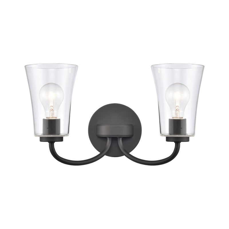 Atlas Lighting Emily 17in 2-Light Vanity Light | Traditional Matte Black and Clear Glass | Bathroom Vanity | 17 x 8.75 x 9.5 in | Model WL11293-BK
