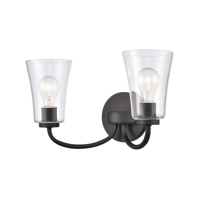 Atlas Lighting Emily 17in 2-Light Vanity Light | Traditional Matte Black and Clear Glass | Bathroom Vanity | 17 x 8.75 x 9.5 in | Model WL11293-BK