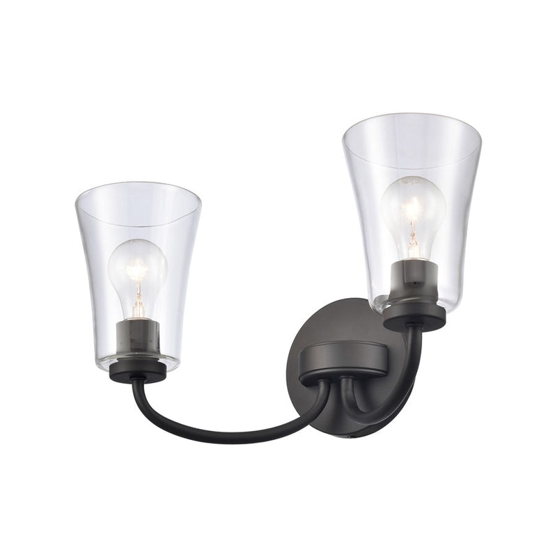 Atlas Lighting Emily 17'' Wide 2Lt Vanity Light, Matte Black/Clear