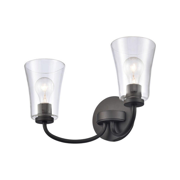 Atlas Lighting Emily 17'' Wide 2Lt Vanity Light, Matte Black/Clear