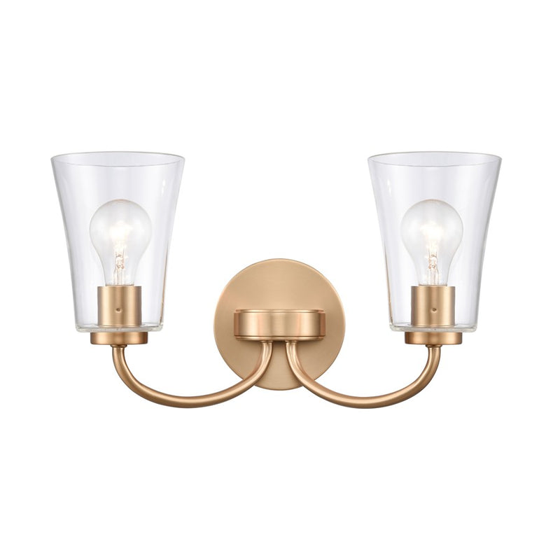 Atlas Lighting Emily 17'' Wide 2Lt Vanity Light, Brushed Gold/Clear
