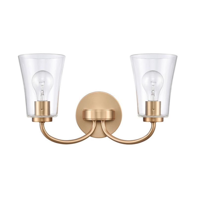 Atlas Lighting Emily 17'' Wide 2Lt Vanity Light, Brushed Gold/Clear