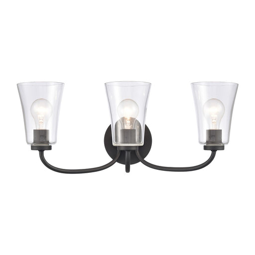 Atlas Lighting Emily 23'' Wide 3Lt Vanity Light, Matte Black/Clear