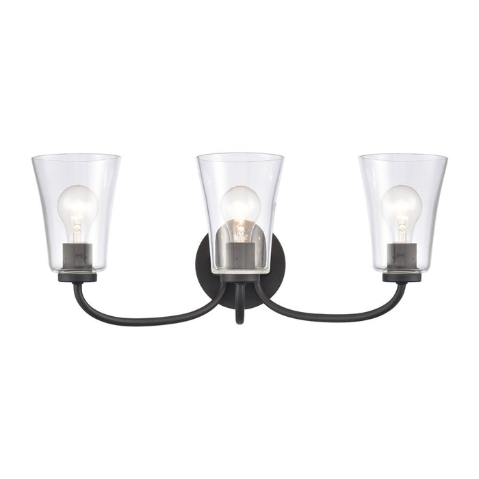 Atlas Lighting Emily 23'' Wide 3Lt Vanity Light, Matte Black/Clear