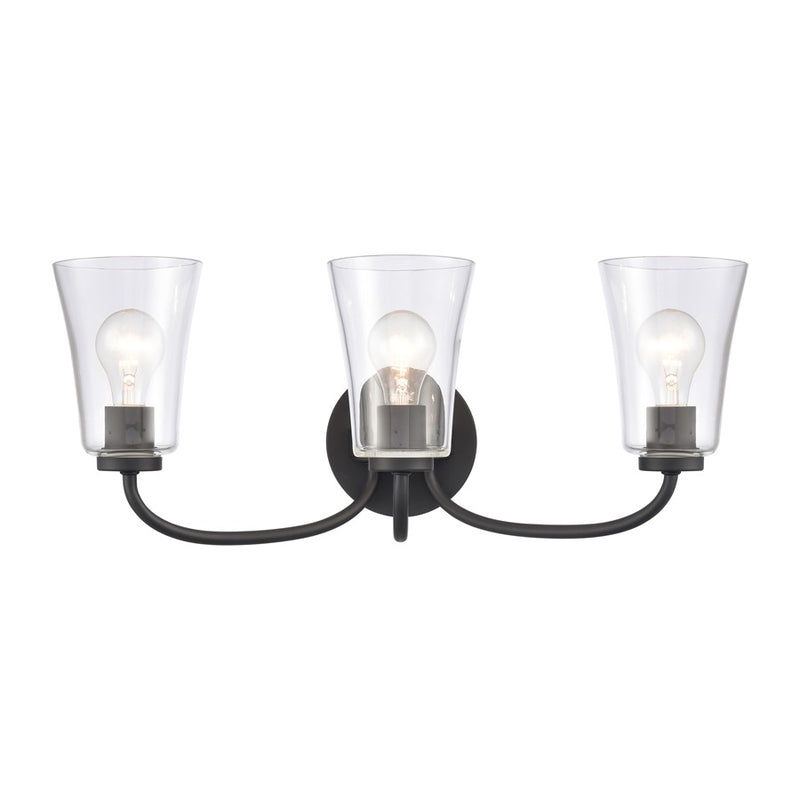 Atlas Lighting Emily 23in 3-Light Vanity Light | Traditional Matte Black and Clear Glass | Bathroom Vanity | 23 x 8.75 x 9.5 in | Model WL11294-BK