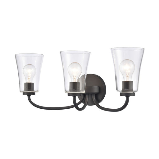 Atlas Lighting Emily 23'' Wide 3Lt Vanity Light, Matte Black/Clear
