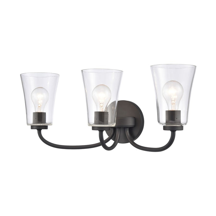 Atlas Lighting Emily 23'' Wide 3Lt Vanity Light, Matte Black/Clear