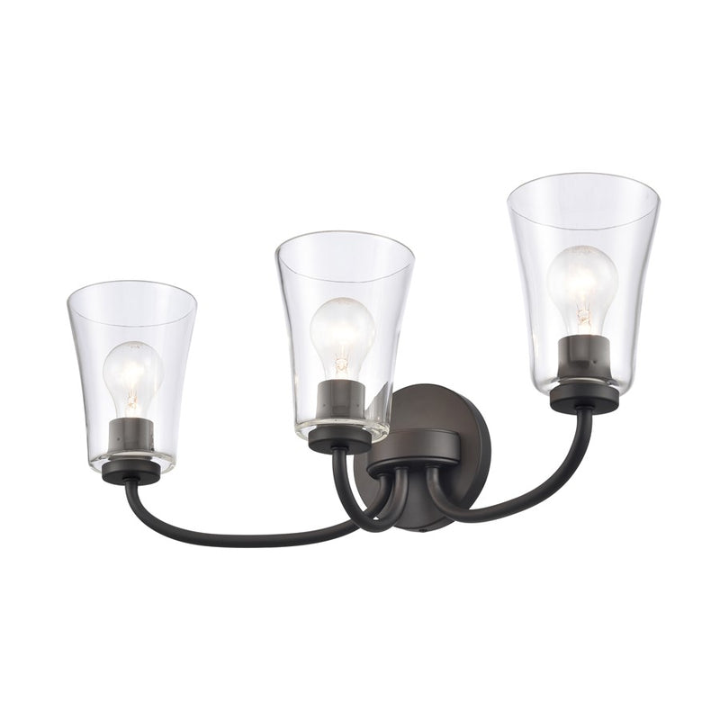 Atlas Lighting Emily 23in 3-Light Vanity Light | Traditional Matte Black and Clear Glass | Bathroom Vanity | 23 x 8.75 x 9.5 in | Model WL11294-BK