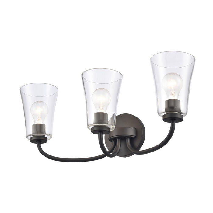 Atlas Lighting Emily 23'' Wide 3Lt Vanity Light, Matte Black/Clear