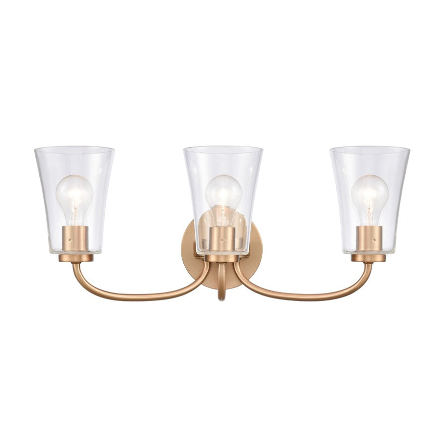 Atlas Lighting Emily 23'' Wide 3Lt Vanity Light, Brushed Gold/Clear