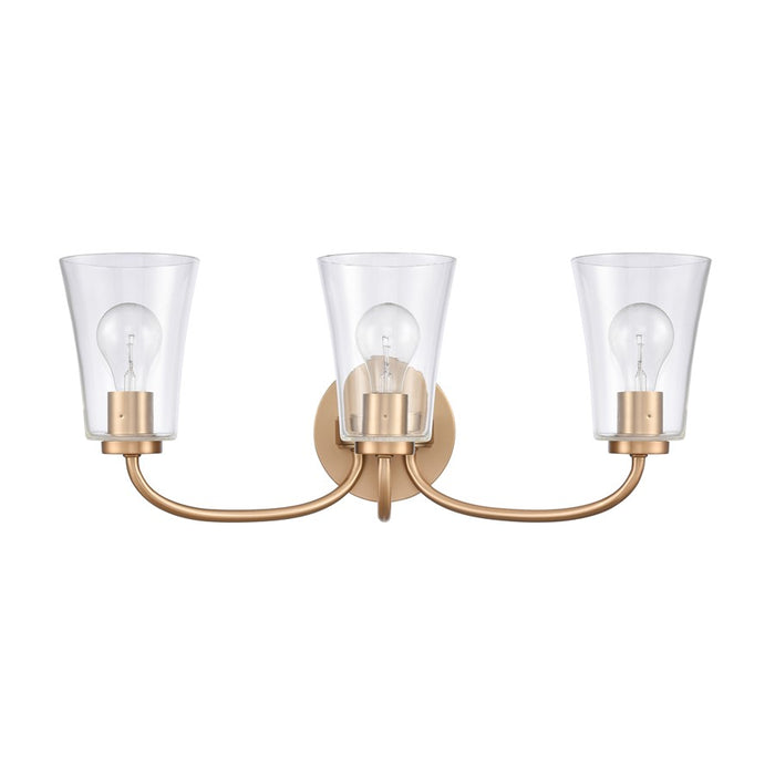Atlas Lighting Emily 23'' Wide 3Lt Vanity Light, Brushed Gold/Clear
