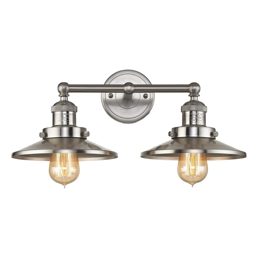 Atlas Lighting English Pub 18''W 2Lt Vanity Light, Nickel/Nickel