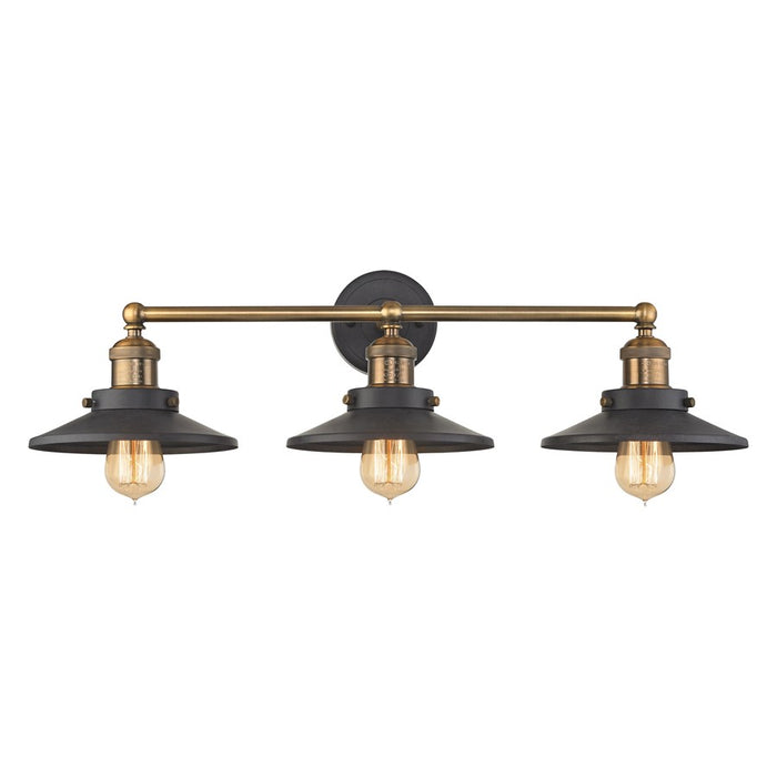 Atlas Lighting English Pub 28'' Wide 3Lt Vanity Light, Brass/Black