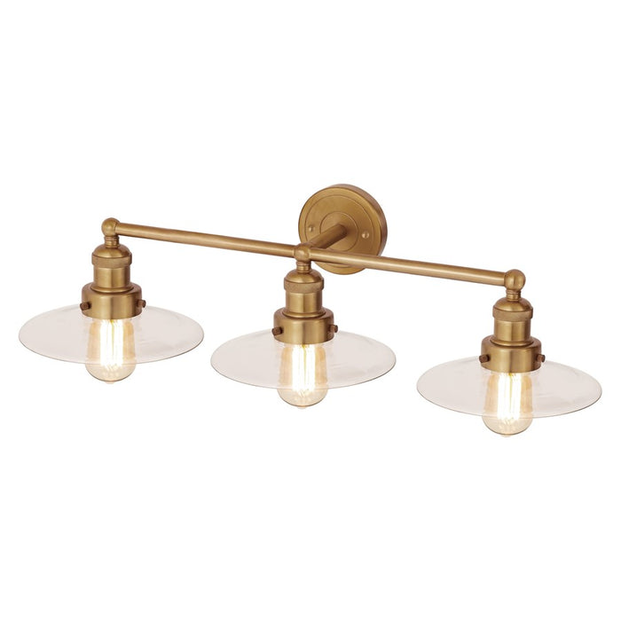 Atlas Lighting English Pub 28'' Wide 3Lt Vanity Light, Brass/Clear