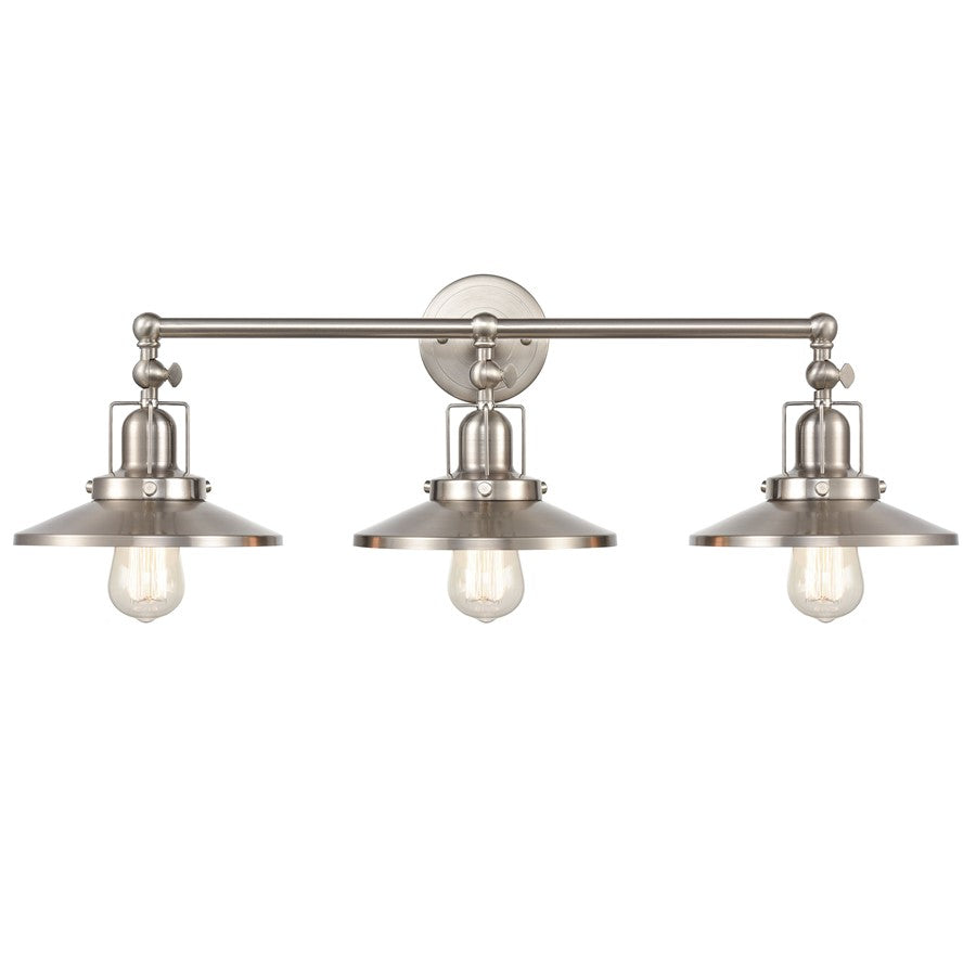 Atlas Lighting English Pub 28'' Wide 3Lt Vanity Light, Nickel