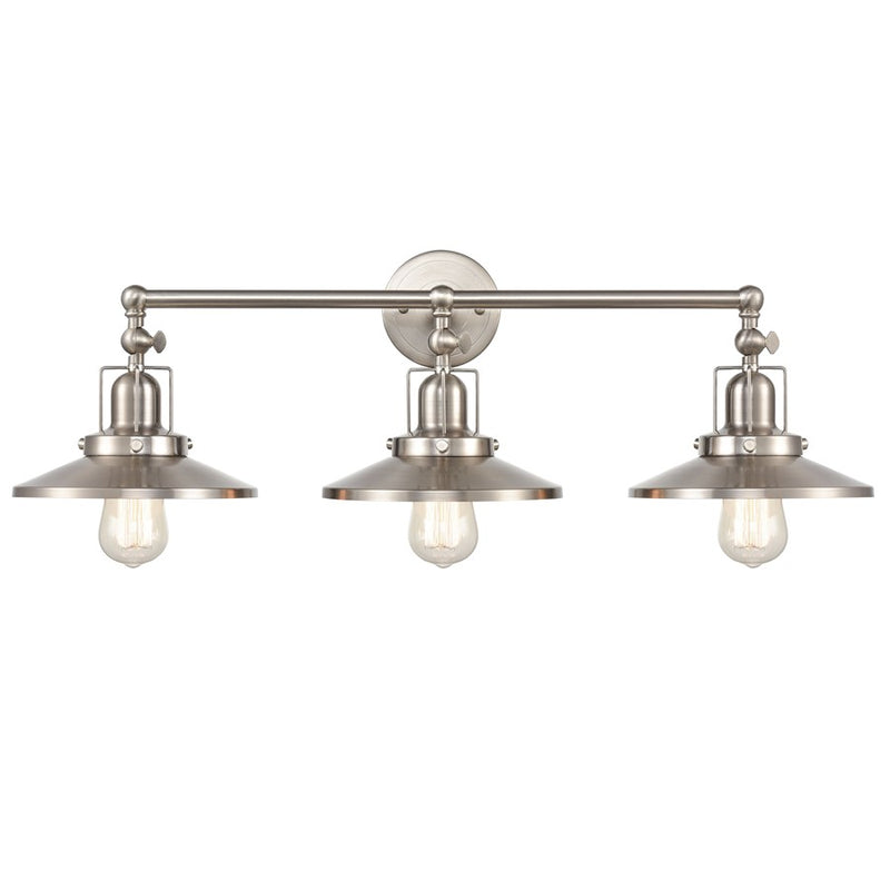 Atlas English Pub 28in 3-Light Vanity Light | Transitional Satin Nickel Metal | Bathroom Vanity | 28 x 10 x 8 in | Model WL11296-NK2